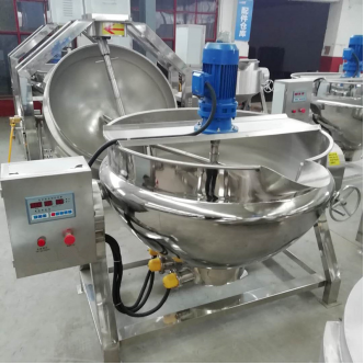 600L帶攪拌手動(dòng)傾斜蒸汽加熱底部出料夾層鍋